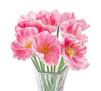 DEDEMCO 20 PCS Poppy Silk Flowers Picks Bulk 33cm,Real Touch PU Poppy Anemone Flower DIY Bouquet Arrangements,Faux Poppy Flower for Home Wedding Decor,Pink