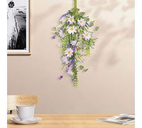 DEDEMCO 24 Inch Lavender Daisy Flower Swag for Front Door,Spring Summer Floral Teardrop Swag Artificial Flower Wreath for Wedding Party Home Decor