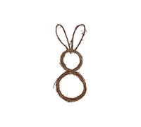 DEDEMCO Easter Bunny Rattan Wreath with LED Lights,19.5 Inch Bunny-Shaped Grapevine Twig Wreath Handmade Rattan Rabbit Garland for Front Door Home Decor