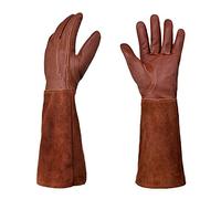 DEDEMCO Men and Women Gardening Gloves, Rose Pruning Breathable Deerskin Leather Long Gauntlet, Puncture resistant Thornproof Long Gauntlet Gloves, Breathable durable Leather Garden Work Gloves