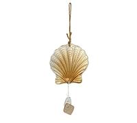 DEDEMCO Sea Glass Wind Chimes,36cm Shell Wind Chime Welcome Sign,Indoor Outdoor Ocean Theme Wind Chimes,Beach Collection Wind Chime for Garden Home Decor,Apricot