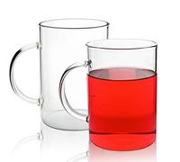 DEDEYA 20.5oz/600ml Large Glass Coffee Mug with Handle,Set of 2, Clear Borosilicate Glass Cups for Coffee Tea Hot Beverage, Dishwasher & Microwave Safe Glass Mugs