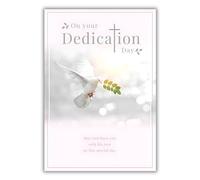 Dedication Day Congratulations Card for Girls - For Her - Special Finish - Contemporary Dove Design - Made in the UK - Eco-Friendly