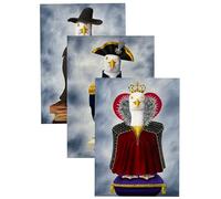 Dedimi Funny Seagull Wall Art Prints - Set of 3 A4 Unframed Quirky Historical Bird Portraits (Admiral Nelson, Queen Elizabeth & Guy Fawkes) Humorous Animal Artwork for Home Décor, Living Room, Office