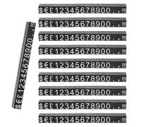 Dedjgoo 10 Pieces Price Tag Number Letter Price Cube Display, Adjustable Number Letter Price Label Holder Block Kit for Store Counter Jewelry Watch (Silver Lettering on Black)