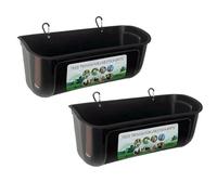 Dedjgoo 2 PCS Chicken Goat Hanging Fence Feeder Black ABS for Deer Duck Dog and Piglets, Goose Waterer Trough