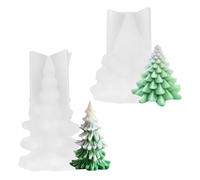 Dedjgoo 2Pcs Christmas Tree Candle Mould, Christmas Silicone Moulds for Candle Making Soap Aromatherapy Xmas Tree Epoxy Resin Candy Chocolate Fondant (3D Christmas Tree)