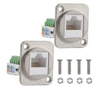 Dedjgoo 2PCS RJ45 Panel Mount Screw Terminal Adapter, RJ45/8P8C Female Panel Mount Connector, RJ45 Solderless Terminal Extender Easy Install Easy to Use