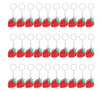 Dedjgoo 30 Pack Boho Strawberry Keychains, PVC Strawberry Themed Keyrings Party Bag Fillers Ornament for Kids Adults Gift Backpacks Birthday Favors