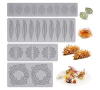 Dedjgoo 4PCS Chocolate Candy Fondant Molds,3D Hollow Wreath, Leaves, Shaped Silicone Mold for Baking Resin Soap Candy Cake Decoration for Birthday and Holiday Desserts