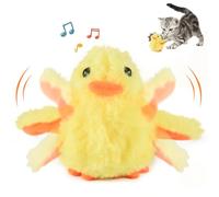 Dedjgoo Electric Interactive Cat Toy, Rechargeable Flapping Bird Plush Toys, Squeaking Catnip Toys for Cats Fun Kitten Exercise Toys Soft Pet Toy with Realistic Bird Voice, Yellow & Orange