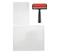Dedjgoo Gel Plate Printing for Journaling - 5x7 & 8x10, Reusable & Washable | Reusable gel plates with a 4-inch roller; resists staining for repeated journaling and collage projects.