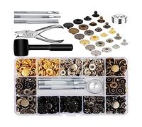 Dedjgoo Leather Snap Fasteners Kit, 120 Set Metal Snap Buttons Press Studs with 6 Setting Tools, for Clothes Bracelets Jackets