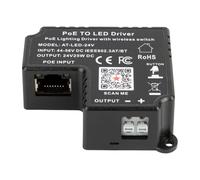 Dedjgoo PoE Driver 24V LED Lighting 802.3af/at 44-56V Input Conversion | Input accepts 44-56V PoE; internal DC-DC converts to 24V; compact wall-mount for quiet indoor LED lighting.
