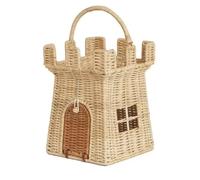 Dedjgoo Rattan Woven Castle Basket Pure Hand Woven Organizer for Toys | Charming castle shape makes organization appealing for kids; smooth edges and a sturdy build keep toys tidy .
