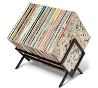 Dedjgoo Sleek Matte Black LP Vinyl Record Holder Stand-100 LPS Easy Assembly Record Storage Rack