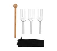 Dedjgoo Tuning Fork Set 4096 Hz 4160 Hz 4225 Hz Cloth Bag Included Case | Includes three frequencies and a wooden hammer, all housed in a cloth bag for on-the-go practice anywhere.