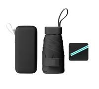Dedjgoo Umbrella Obsidian Black Travel Sun Umbrella for Purse | Obsidian Black color with compact design; includes cloth cover and storage box for convenient travel.