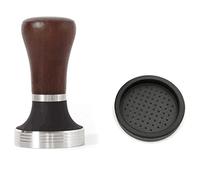 Dedjgoo Walnut Handle Coffee Tamper 51mm, Espresso Hand Tamper 51mm,304 Stainless Steel Espresso Coffee Tamper with Mat