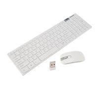 Dedjgoo Wireless Keyboard & Mouse Set - Slim White 2.4 GHz for PC Laptop | Discreet USB receiver sits at the base of the mouse for portable storage, while 2.4 GHz wireless delivers up to 10 m range.