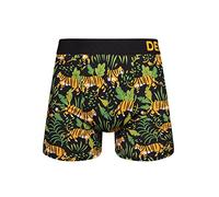 Dedoles Men's & Boys' Boxers Underwear Boxer Shorts Cotton Trunks Funny Designs Astronaut Hamster Games Books Gift for Him, Design: Lazy Jungle Tiger, Colour: Black, Size: XL