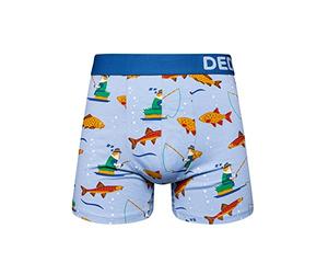 Dedoles Men's & Boys' Boxers Underwear Boxer Shorts Cotton Trunks Funny Designs Astronaut Hamster Games Books Gift for Him, Design: Fisherman's World, Colour: Blue, Size: L