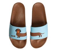 Dedoles Sliders & Slippers for Women, Men & Kids Non-Slip Shower Sandals Funny Designs Beach Shoes for Home Garden Bathroom Poolside Gift, Colour: XL Sausage Dog, Size: 11UK
