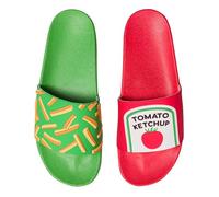 Dedoles Sliders & Slippers for Women, Men & Kids Non-Slip Shower Sandals Funny Designs Beach Shoes for Home Garden Bathroom Poolside Gift, Colour: Chips and Ketchup, Size: 4 UK