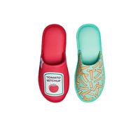 Dedoles Slippers for Women, Men & Kids Memory Foam Funny Designs Coffee Avocado Unicorn Music Lavender Comics Games Gift, Colour: Chips and Ketchup, Size: 88.5 UK