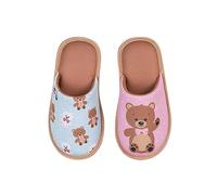 Dedoles Slippers for Women, Men & Kids Memory Foam Funny Designs Coffee Avocado Unicorn Music Lavender Comics Games Gift, Color: Teddy Bear, Size: 2-3UK