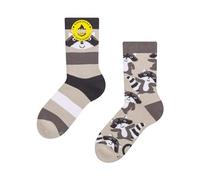 Dedoles Unisex Socks Cotton Funny Designs Football Bicycle Horses Plants Firefighter Gift Mismatched, color: Grey, design: Happy Raccoon (warm socks), size: 4-6 Years