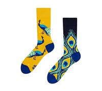 Dedoles Unisex Socks Cotton Funny Designs Football Bicycle Horses Plants Firefighter Gift Mismatched, color: Yellow, design: Wondrous Peafowl, size: 9-11