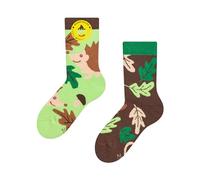 Dedoles Unisex Socks Cotton Funny Designs Football Bicycle Horses Plants Firefighter Gift Mismatched, color: Green, design: Hedgehog and Leaves (warm socks), size: 7-9 Years