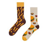 Dedoles Unisex Socks Cotton Funny Designs Football Bicycle Horses Plants Firefighter Gift Mismatched, color: Yellow, design: Burgers and Chips, size: 9-11