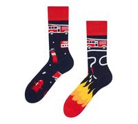 Dedoles Unisex Socks for Women, Men & Kids Cotton Funny Designs Football Bicycle Horses Plants Firefighter Gift Mismatched, Design: Hero Firefighter, Colour: Blue, Size: 3-5 M / 2-4,5 W UK