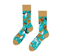 Dedoles Unisex Socks Cotton Funny Designs Football Bicycle Horses Plants Firefighter Gift Mismatched, color: Turquoise, design: Puppy Friends, size: 3-5