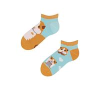 Dedoles Unisex Socks Cotton Funny Designs Football Bicycle Horses Plants Firefighter Gift Mismatched, color: Blue, design: Cavies in Love (ankle socks), size: 7-9 Years