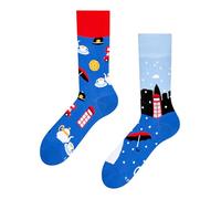 Dedoles Unisex Socks Cotton Funny Designs Football Bicycle Horses Plants Firefighter Gift Mismatched, color: Blue, design: Great Britain, size: 6-8