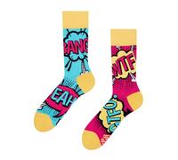 Dedoles Unisex Socks Cotton Funny Designs Football Bicycle Horses Plants Firefighter Gift Mismatched, color: Multicolor, design: Bang Yeah Comics, size: 9-11