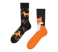 Dedoles Unisex Socks Cotton Funny Designs Football Bicycle Horses Plants Firefighter Gift Mismatched, color: Black, design: Fox and Blooms, size: 3-5