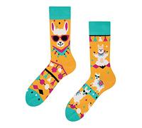 Dedoles Unisex Socks for Women, Men & Kids Cotton Funny Designs Football Bicycle Horses Plants Firefighter Gift Mismatched, Design: Cool Llama, Colour: Yellow, Size: 3-5 M / 2-4,5 W UK