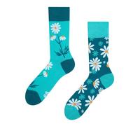 Dedoles Unisex Socks Cotton Funny Designs Football Bicycle Horses Plants Firefighter Gift Mismatched, color: Blue, design: Chamomile, size: 3-5