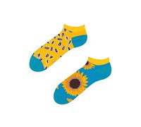 Dedoles Unisex Socks Cotton Funny Designs Football Bicycle Horses Plants Firefighter Gift Mismatched, color: Yellow, design: Common Sunflower (ankle socks), size: 6-8