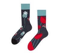 Dedoles Unisex Socks for Women, Men & Kids Cotton Funny Designs Football Bicycle Horses Plants Firefighter Gift Mismatched, Design: Ladybirds and Poppy Flowers, Colour: Red, Size: 5-7.5 W / 6-8 M UK