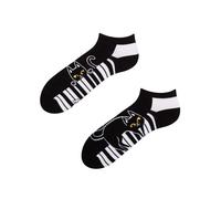 Dedoles Unisex Socks for Women, Men & Kids Cotton Funny Designs Football Bicycle Horses Plants Firefighter Gift Mismatched, Design: Pianist Cat, Colour: Black, Size: 3-5 M / 2-4,5 W UK