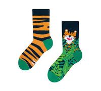 Dedoles Unisex Socks for Women, Men & Kids Cotton Funny Designs Football Bicycle Horses Plants Firefighter Gift Mismatched, Design: Strong Tiger, Colour: Green, Size: 9K-11.5K UK