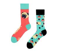 Dedoles Unisex Socks for Women, Men & Kids Cotton Funny Designs Football Bicycle Horses Plants Firefighter Gift Mismatched, Design: Pug Life, Colour: Turquoise, Size: 3-5 M / 2-4,5 W UK