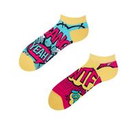 Dedoles Unisex Socks for Women, Men & Kids Cotton Funny Designs Football Bicycle Horses Plants Firefighter Gift Mismatched, Design: Bang Yeah Comics, Colour: Multicolour, Size: 5-7.5 W / 6-8 M UK