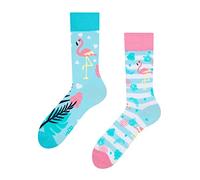 Dedoles Unisex Socks for Women, Men & Kids Cotton Funny Designs Football Bicycle Horses Plants Firefighter Gift Mismatched, Design: Love Flamingos, Colour: Blue, Size: 5-7.5 W / 6-8 M UK