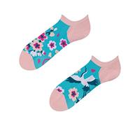 Dedoles Unisex Socks for Women, Men & Kids Cotton Funny Designs Football Bicycle Horses Plants Firefighter Gift Mismatched, Design: Cherry Blossom and Heron, Colour: Blue, Size: 8-9.5 W / 9-11 M UK